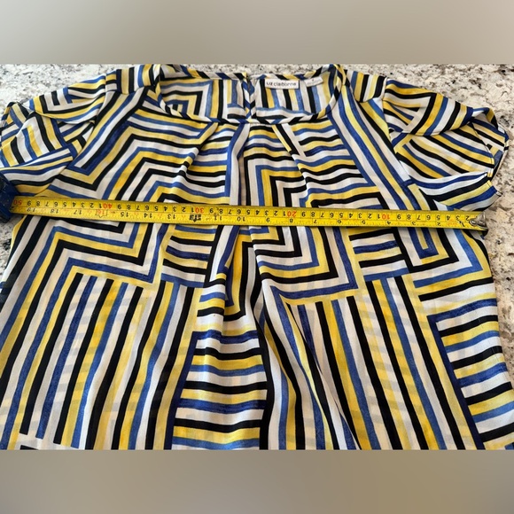 Lacoste Women's Geometric Yellow and Blue Top - Picture 4 of 6